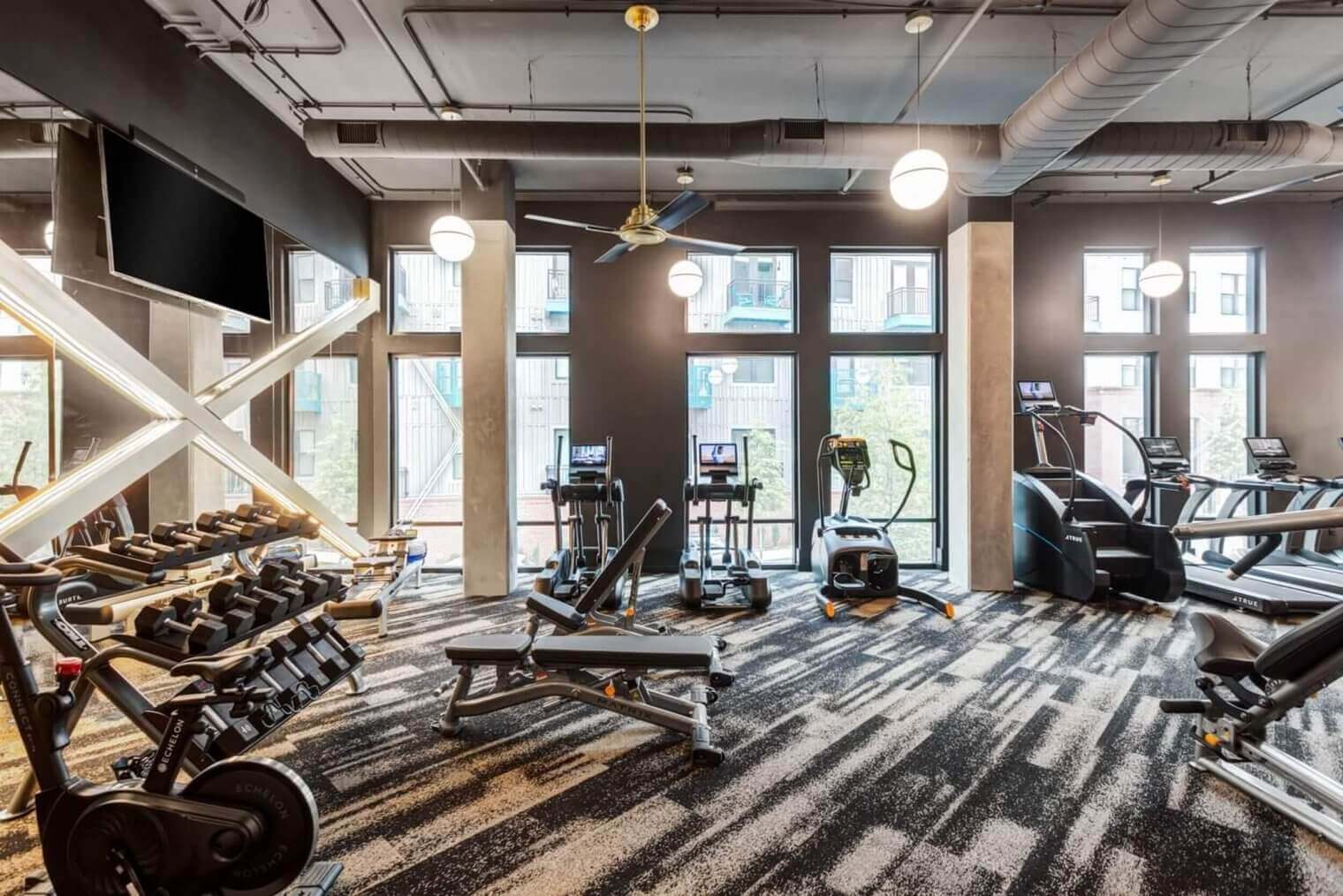 fitness center at the margaux midtown apartments for rent in nashville tn